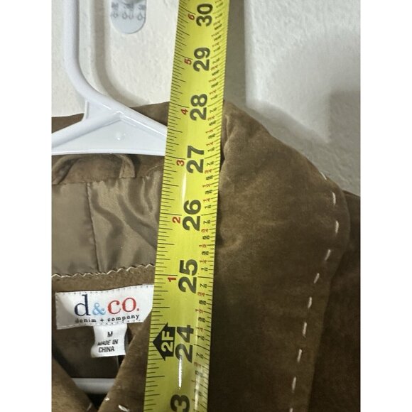 Denim & Co. Washable Suede Barn Jacket with Pickstitch Detail Brown Size Medium - Picture 7 of 10
